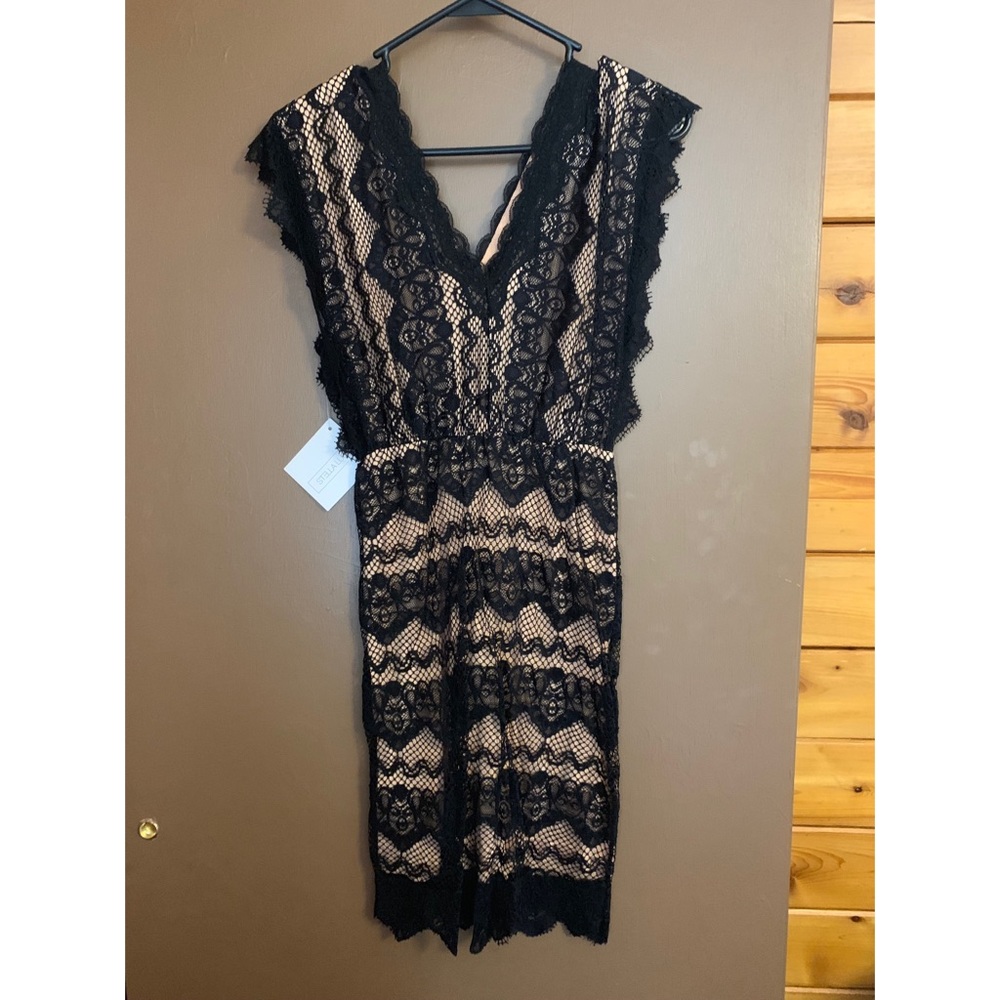 Black and Tan Lace Dress